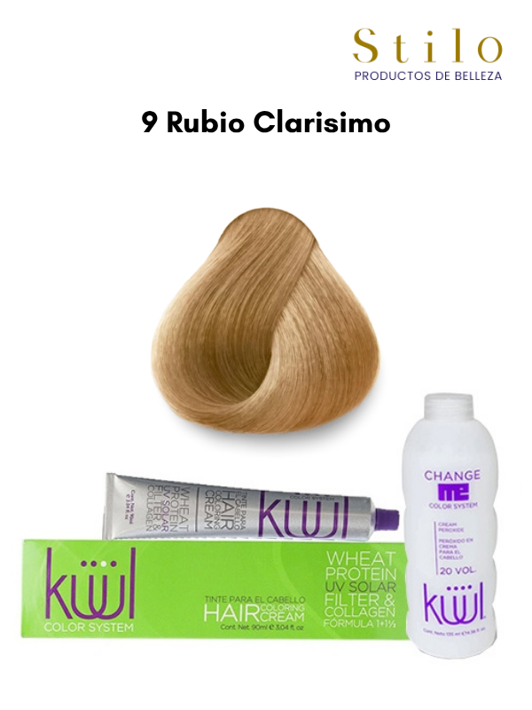 TINTE KUUL 9 RUBIO CLARISIMO 90 G CON PEROX. 135 ML