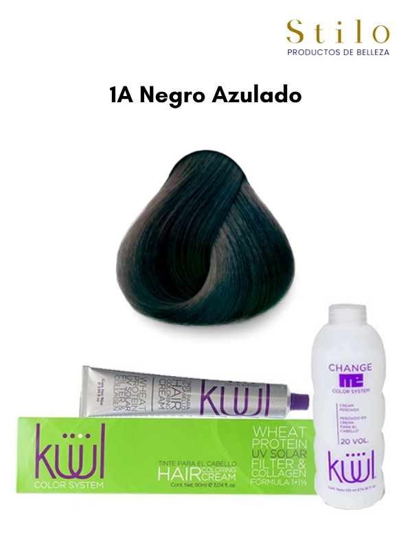 TINTE KUUL 1A NEGRO AZUADO 90 G CON PEROX. 135 ML