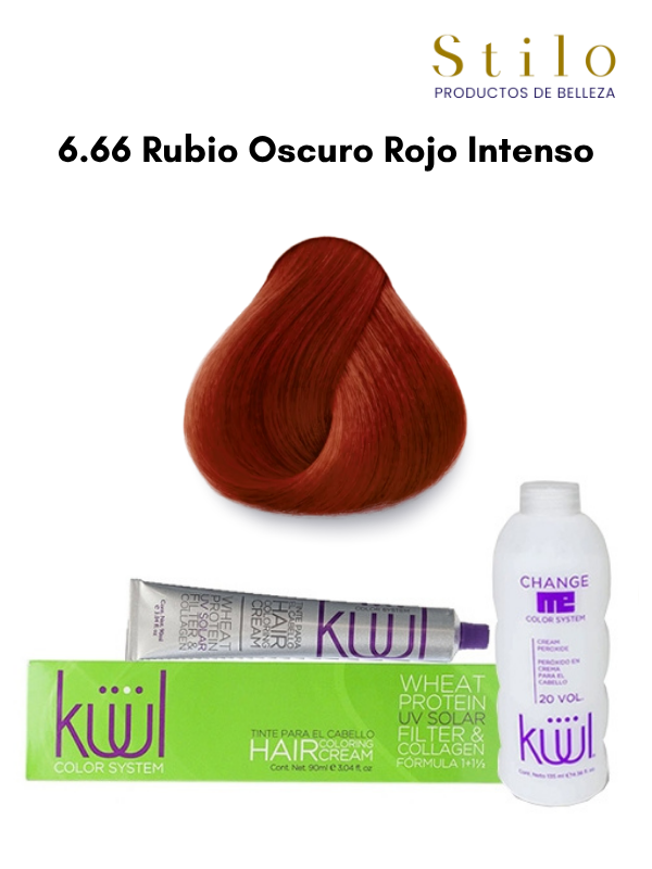 TINTE KUUL 6.66 RUBIO OSCURO ROJO INTENSO 90 G CON PEROX. 135 ML
