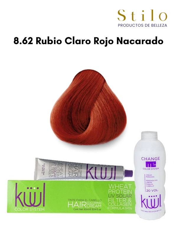 TINTE KUUL 8.62 RUBIO CLARO ROJO NACARADO 90 G CON PEROX. 135 ML