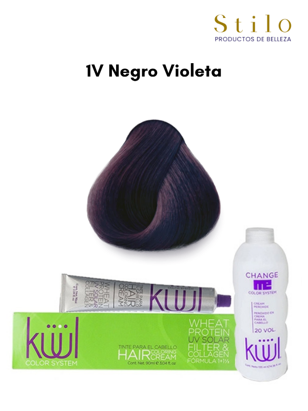 TINTE KUUL 1V NEGRO VIOLETA 90 G CON PEROX. 135 ML