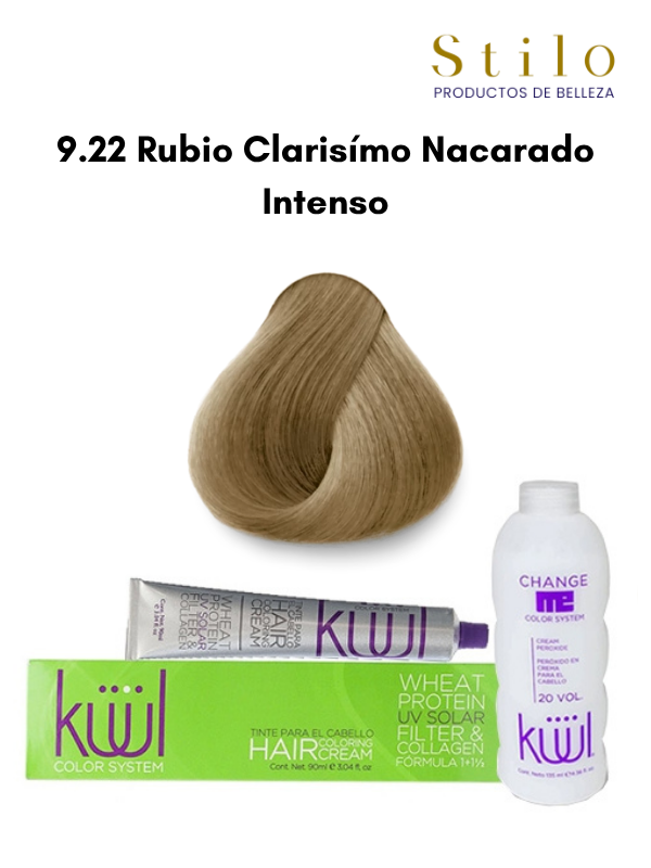 TINTE KUUL 9.22 RUBIO CLARISIMO NACARADO INTENSO 90 G CON PEROX. 135 ML