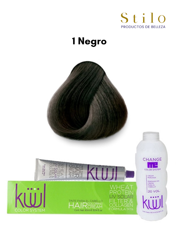 TINTE KUUL 1 NEGRO 90 G CON PEROX. 135 ML