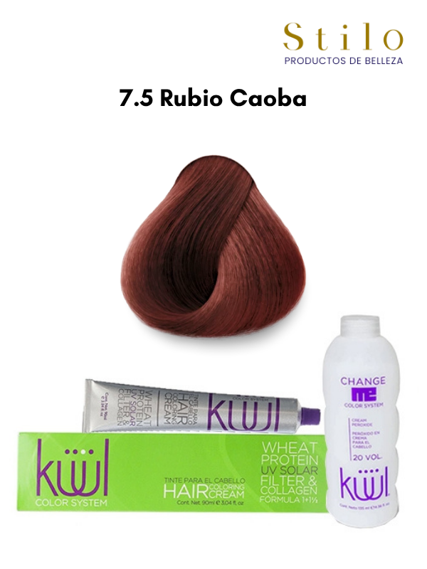 TINTE KUUL 7.5 RUBIO CAOBA 90 G CON PEROX. 135 ML