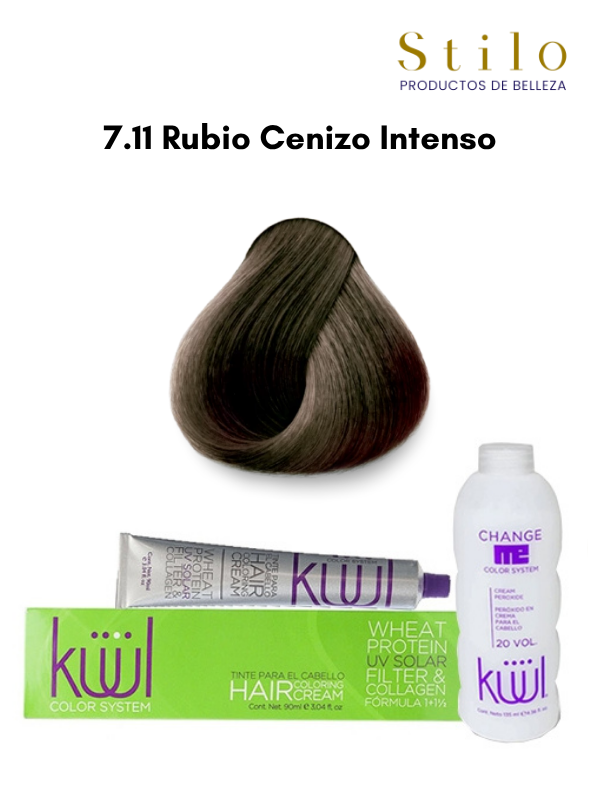 TINTE KUUL 9.11 RUBIO CLARISIMO CENIZO INTENSO 90 G CON PEROX. 135 ML