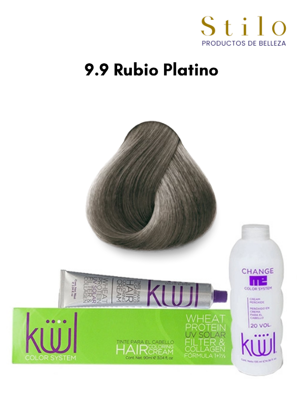 TINTE KUUL 9.9 RUBIO PLATINO 90 G CON PEROX. 135 ML