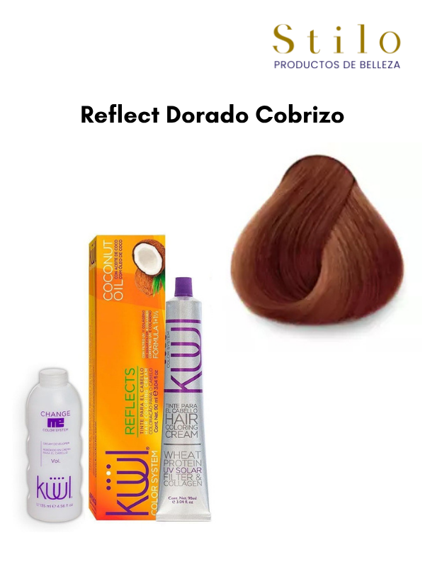 TINTE KUUL REFLECT DORADO COBRIZO 90 G CON PEROX. 135 ML