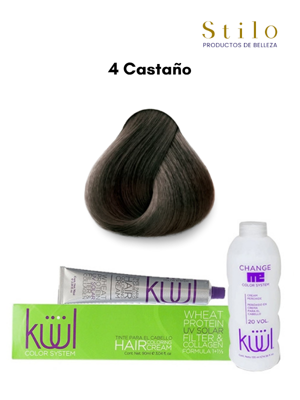 TINTE KUUL 4 CASTANO 90 G CON PEROX. 135 ML