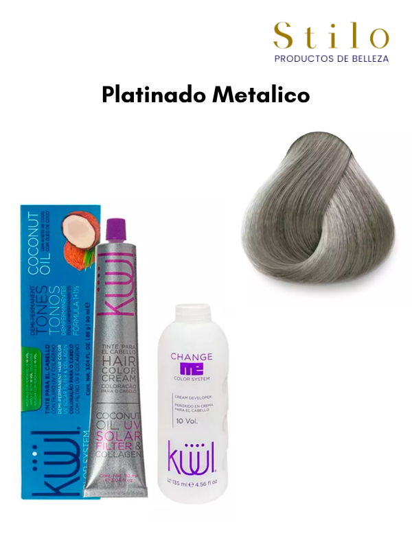TINTE KUUL Platinado Metalico 90 G CON PEROX. 135 ML