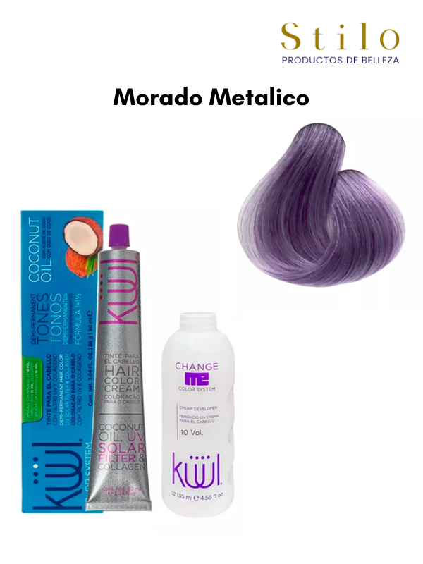 TINTE KUUL Morado Metalico 90 G CON PEROX. 135 ML