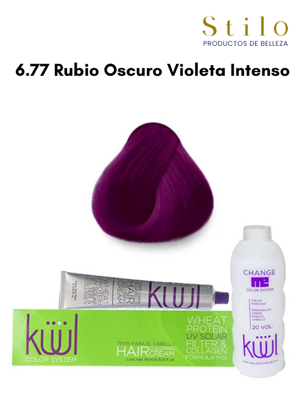 TINTE KUUL 6.77 RUBIO OSCURO VIOLETA INTENSO 90 G CON PEROX. 135 ML