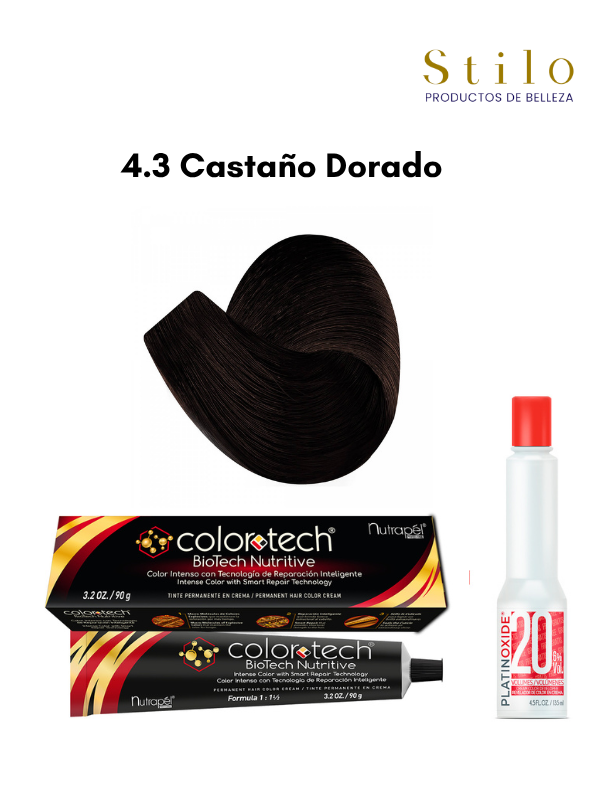 Tinte C. Tech 4.3 Castaño Dorado 90 g con perox. 135 ml