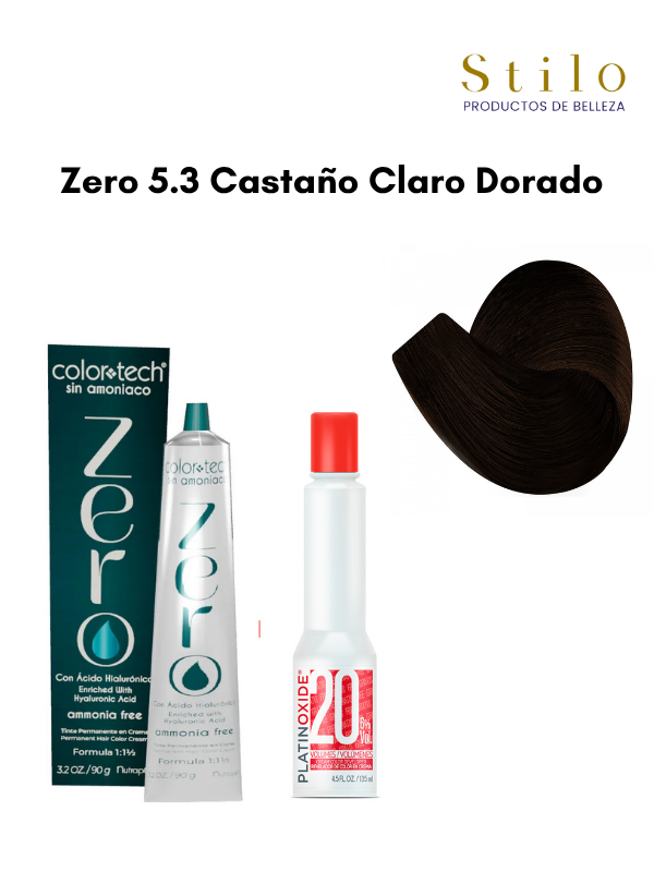 Tinte C. Tech Zero 5.3 Castaño Claro Dorado 90 g con perox. 135 ml
