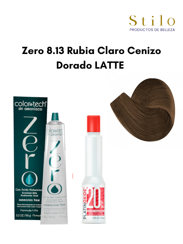 Tinte C. Tech Zero 8.13 Rubia Claro Cenizo Dorado LATTE 90 g con perox. 135 ml