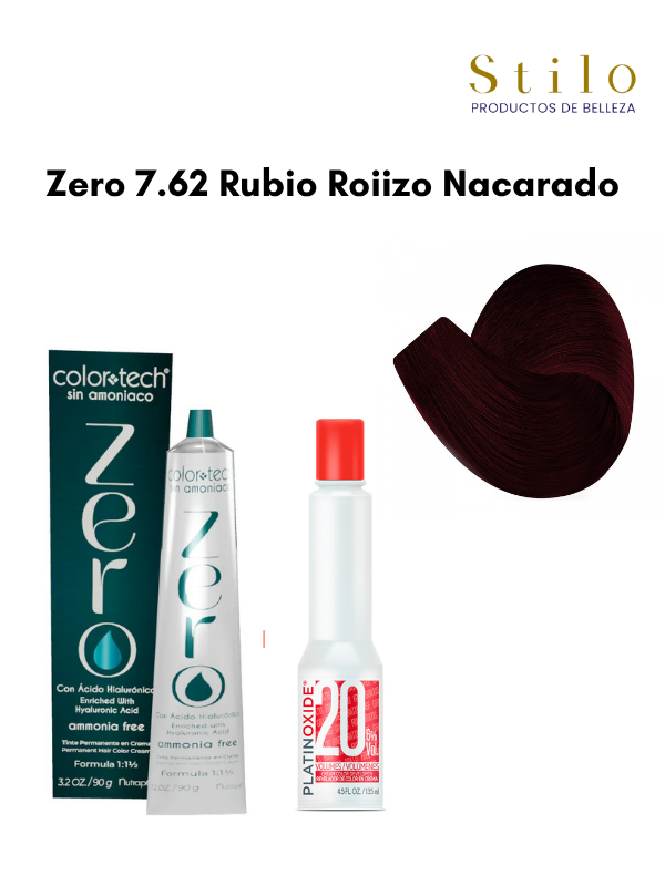 Tinte C. Tech Zero 7.62 Rubio Roiizo Nacarado 90 g con perox. 135 ml