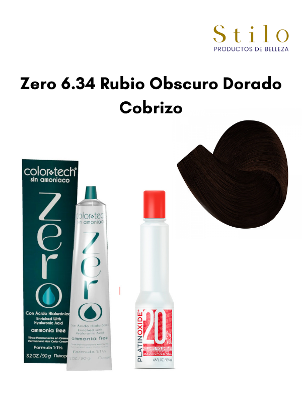 Tinte C. Tech Zero 6.34 Rubio Obscuro Dorado Cobrizo 90 g con perox. 135 ml