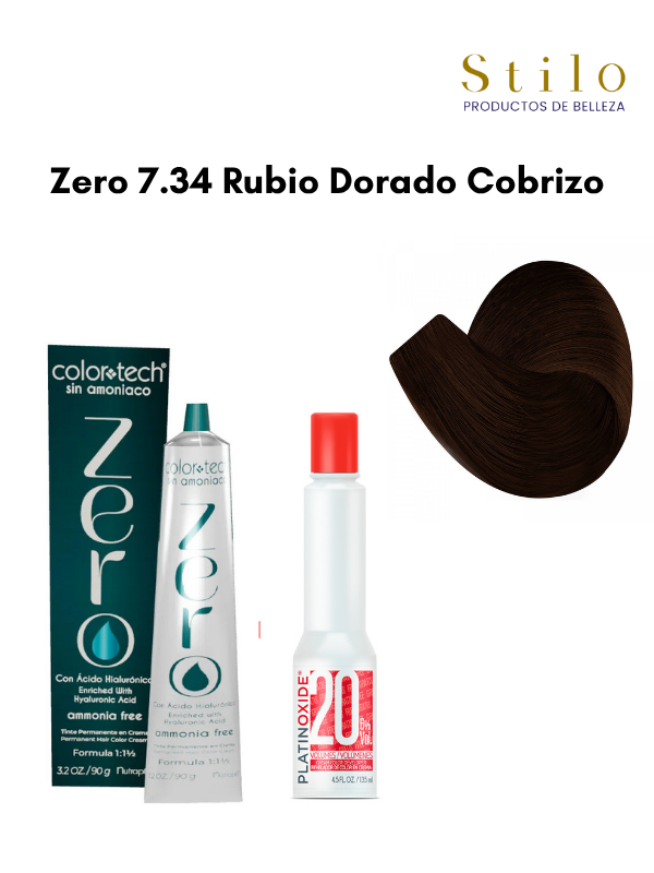 Tinte C. Tech Zero 7.34 Rubio Dorado Cobrizo 90 g con perox. 135 ml