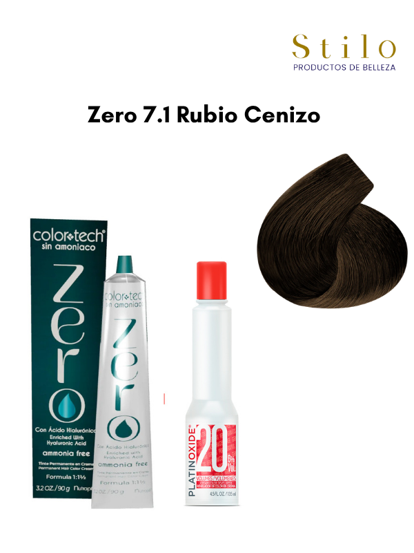 Tinte C. Tech Zero 7.1 Rubio Cenizo 90 g con perox. 135 ml