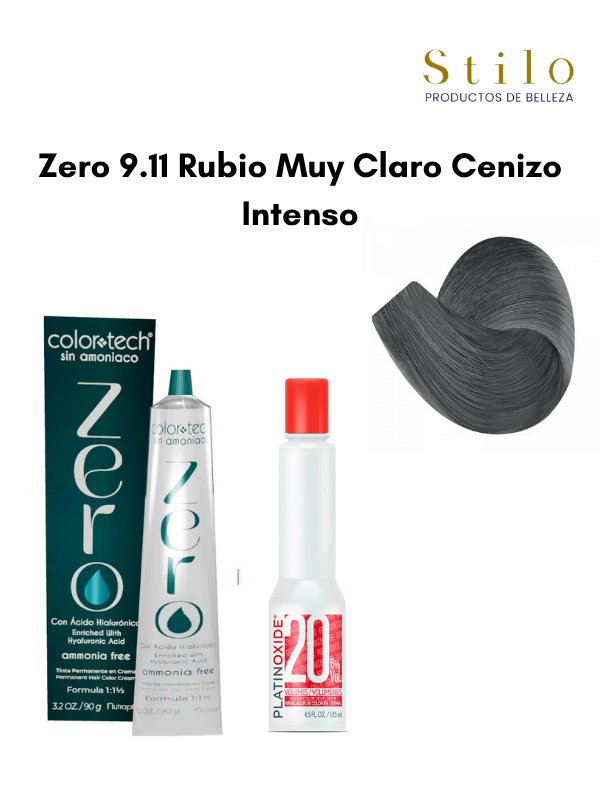 Tinte C. Tech Zero 9.11 Rubio Muy Claro Cenizo Intenso 90 g con perox. 135 ml