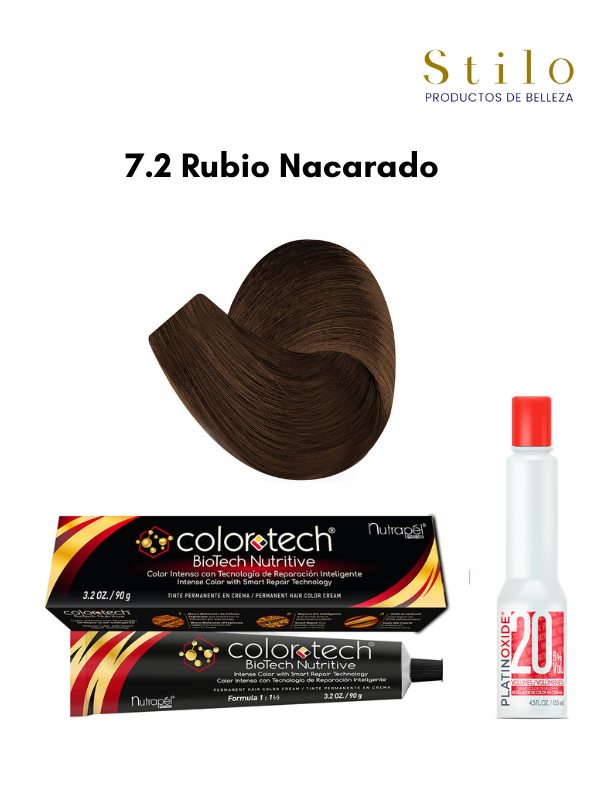 Tinte C. Tech 7.2 Rubio Nacarado 90 g con perox. 135 ml