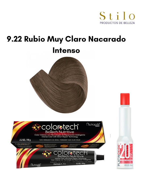 Tinte C. Tech 9.22 Rubio Muy Claro Nacarado Intenso 90 g con perox. 135 ml