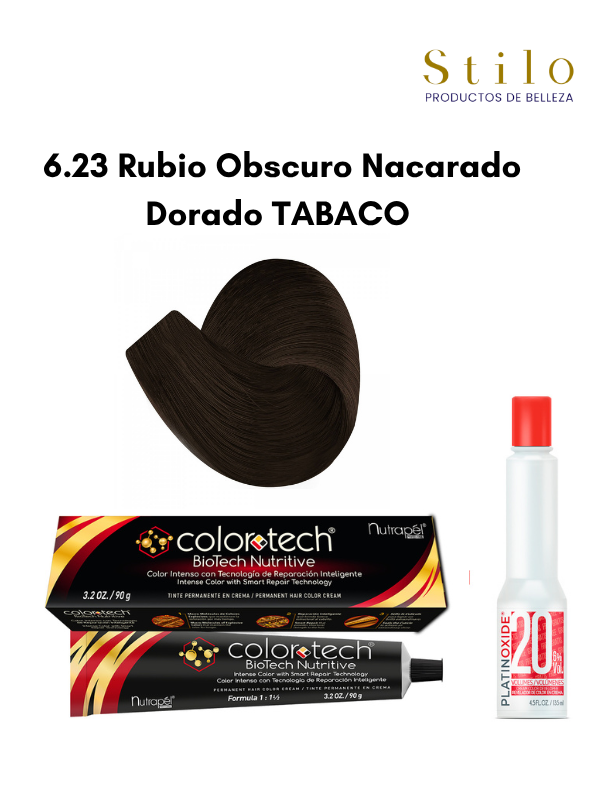 Tinte C. Tech 6.23 Rubio Obscuro Nacarado Dorado TABACO 90 g con perox. 135 ml