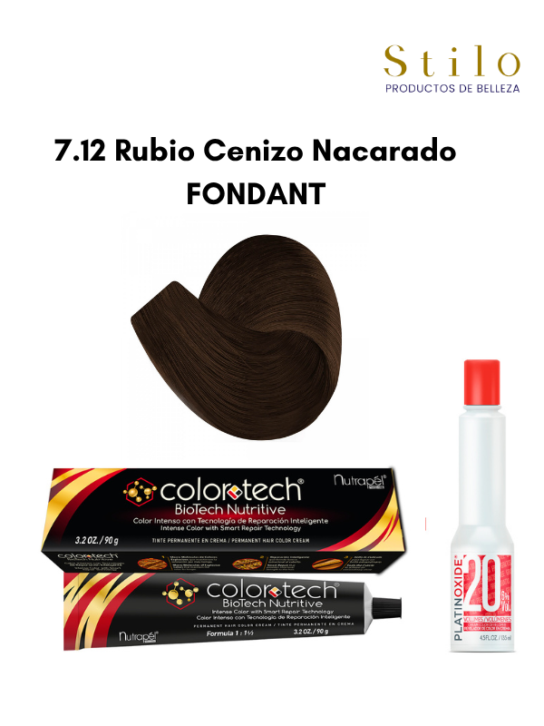 Tinte C. Tech 7.12 Rubio Cenizo Nacarado FONDANT 90 g con perox. 135 ml