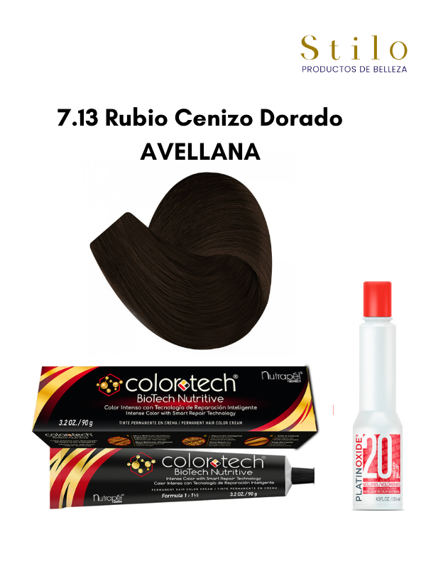 Tinte C. Tech 7.13 Rubio Cenizo Dorado AVELLANA 90 g con perox. 135 ml