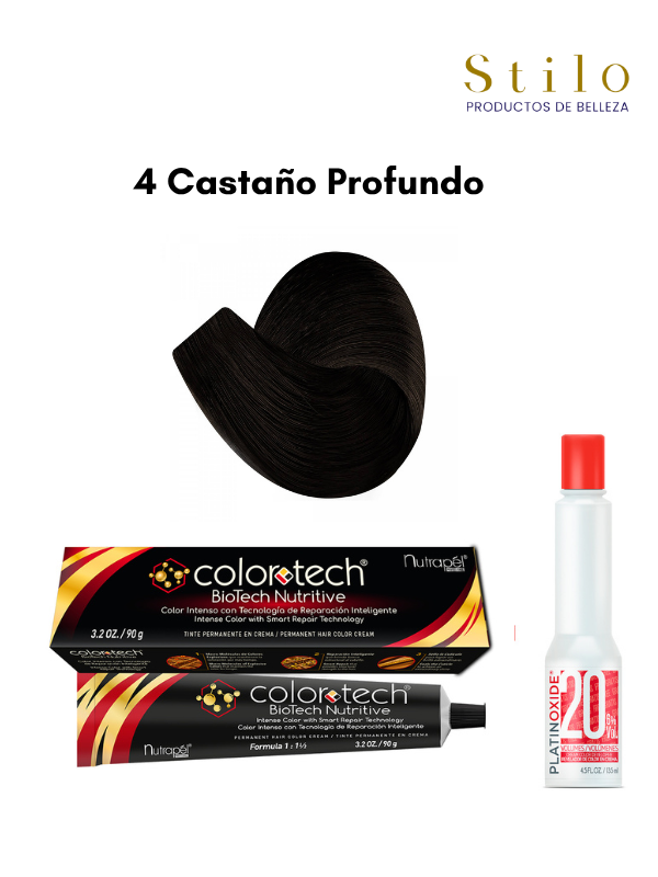 Tinte C. Tech 4 Castaño Profundo 90 g con perox. 135 ml