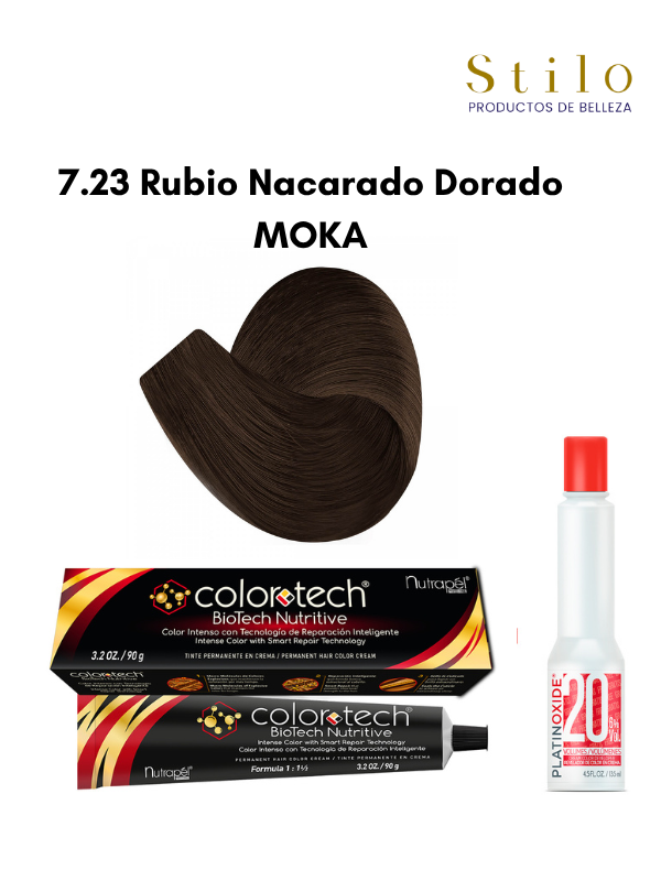 Tinte C. Tech 7.23 Rubio Nacarado Dorado MOKA  90 g con perox. 135 ml