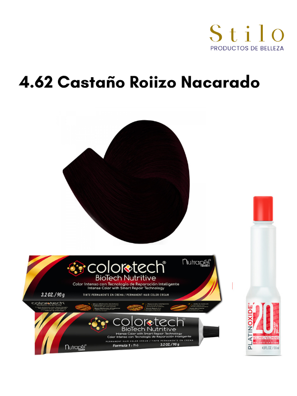 Tinte C. Tech 4.62 Castaño Rojizo Nacarado 90 g con perox. 135 ml