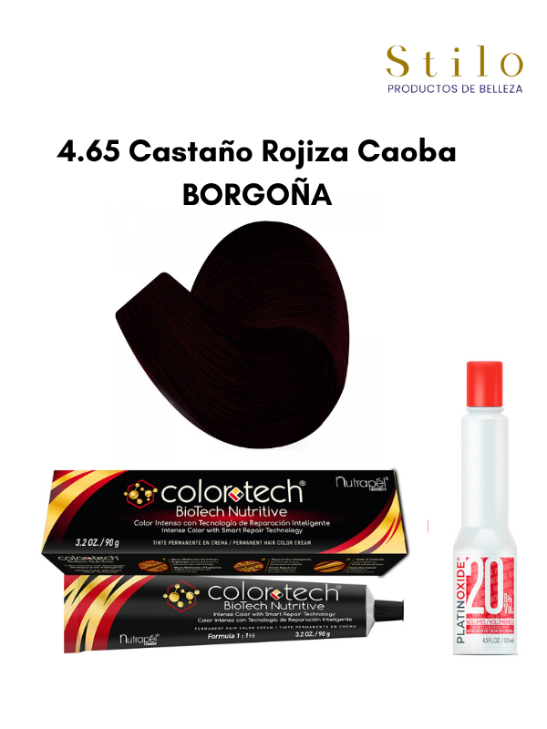 Tinte C. Tech 4.65 Castaño Rojizo Caoba BORGOÑA 90 g con perox. 135 ml
