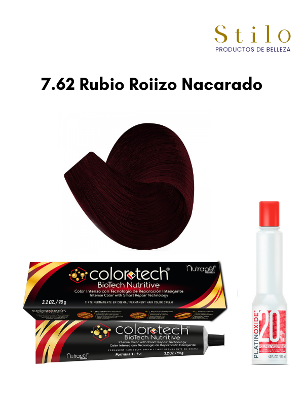 Tinte C. Tech 7.62 Rubio Roiizo Nacarado 90 g con perox. 135 ml