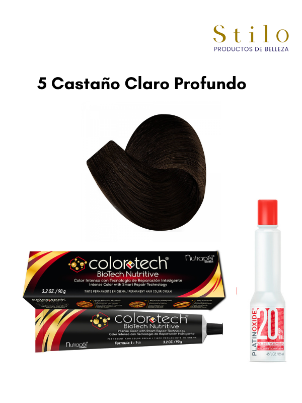 Tinte C. Tech 5 Castaño Claro Profundo 90 g con perox. 135 ml