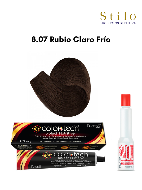 Tinte C. Tech 8.07 Rubio Claro Frío 90 g con perox. 135 ml