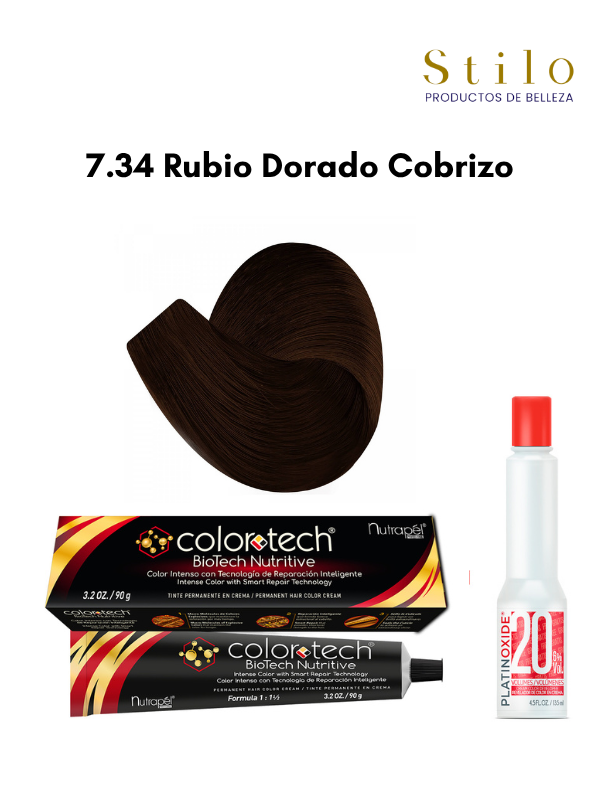 Tinte C. Tech 7.34 Rubio Dorado Cobrizo 90 g con perox. 135 ml