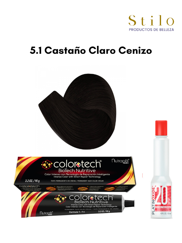 Tinte C. Tech 5.1 Castaño Claro Cenizo 90 g con perox. 135 ml