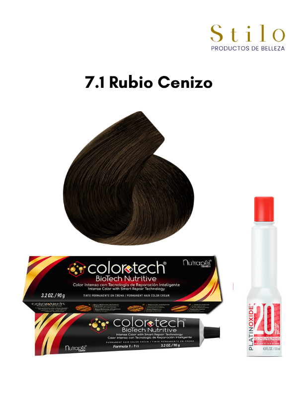 Tinte C. Tech 7.1 Rubio Cenizo 90 g con perox. 135 ml