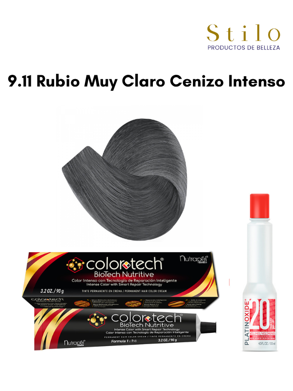Tinte C. Tech 9.11 Rubio Muy Claro Cenizo Intenso 90 g con perox. 135 ml