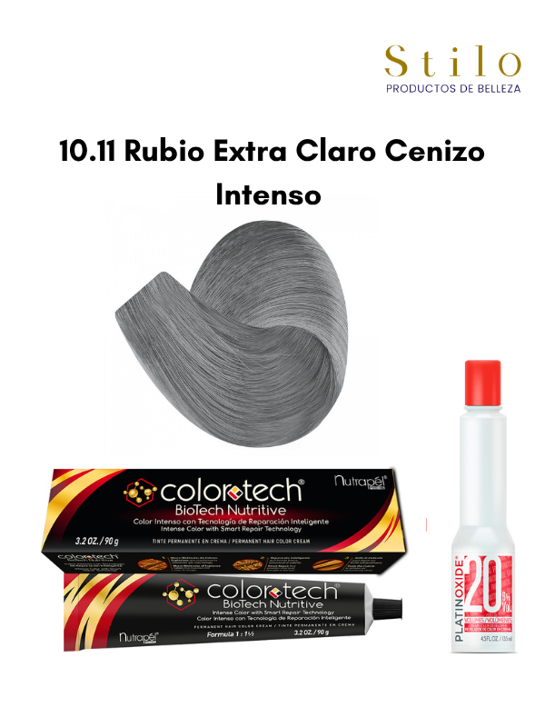 Tinte C. Tech 10.11 Rubio Extra Claro Cenizo Intenso 90 g con perox. 135 ml