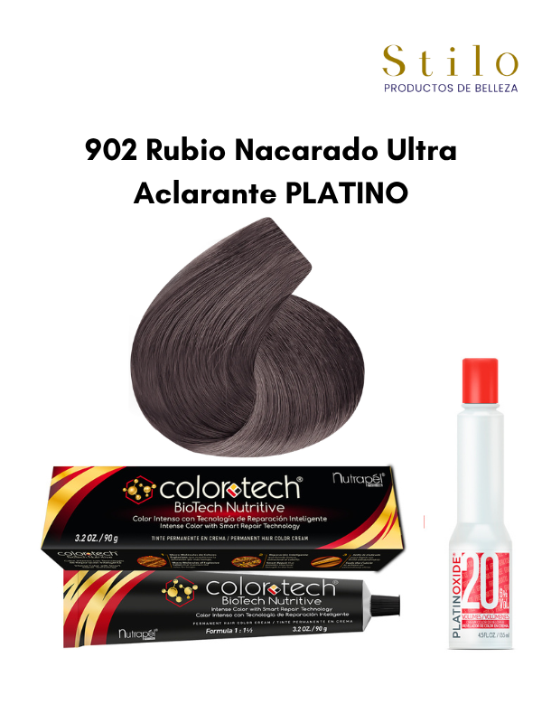 Tinte C. Tech 902 Rubio Nacarado Ultra Aclarante PLATINO 90 g con perox. 135 ml