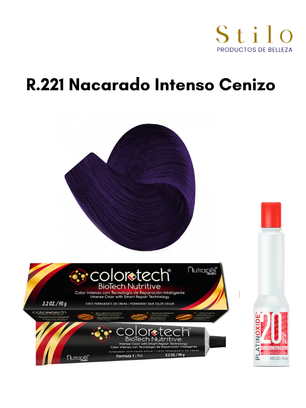 Tinte C. Tech R.221 Nacarado Intenso Cenizo 90 g con perox. 135 ml
