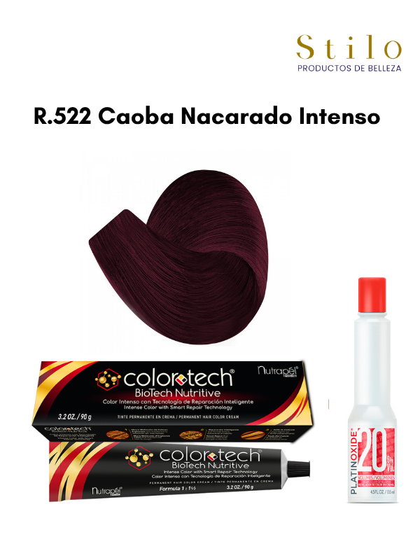 Tinte C. Tech R.522 Caoba Nacarado Intenso 90 g con perox. 135 ml