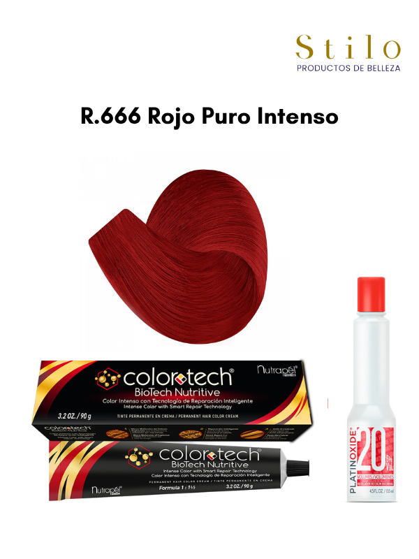 Tinte C. Tech R.666 Rojo Puro Intenso 90 g con perox. 135 ml