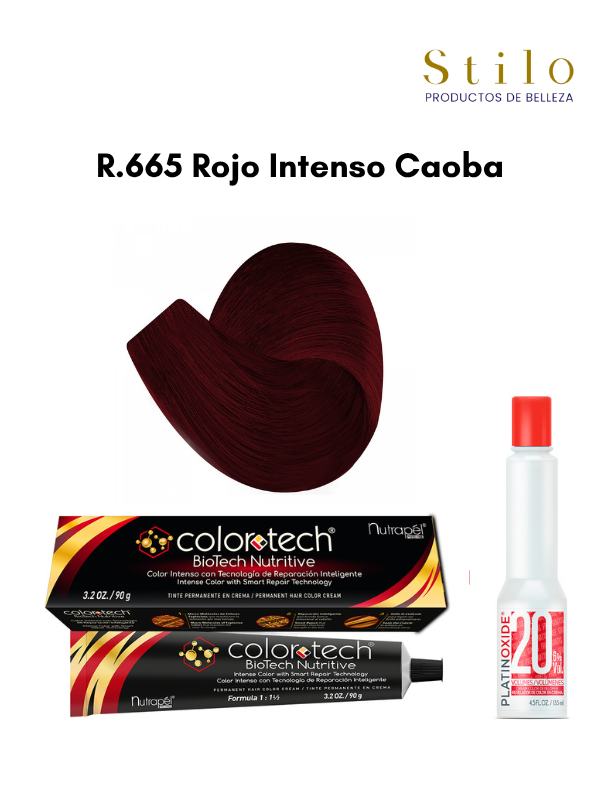 Tinte C. Tech R.665 Rojo Intenso Caoba 90 g con perox. 135 ml